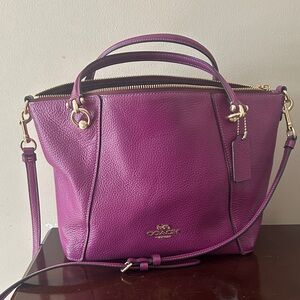 Coach Purple Pebbled Leather Satchel with Gold Hardware